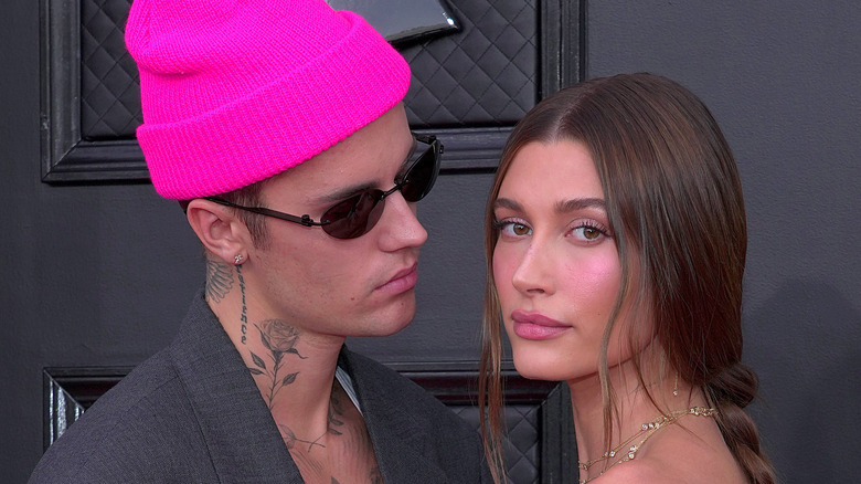 Justin and Hailey Bieber posing