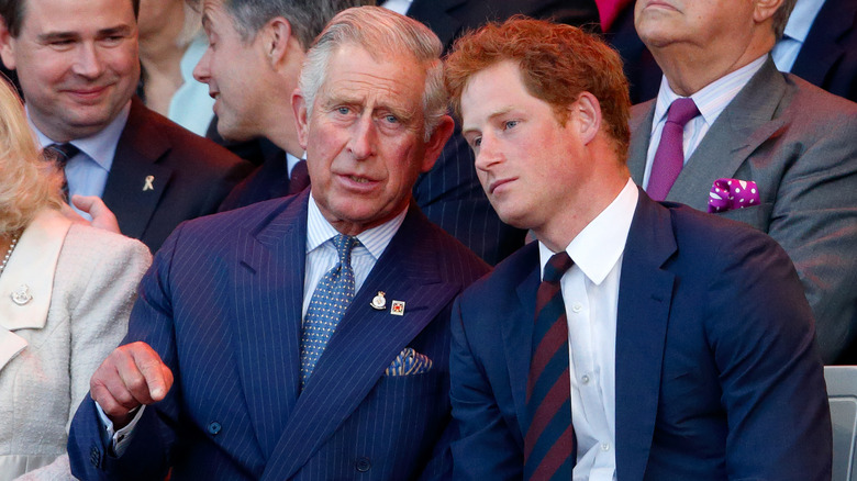 King Charles and Prince Harry talking