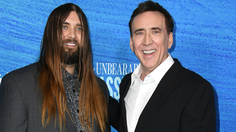 Weston Coppola Cage and Nicolas Cage on a red carpet