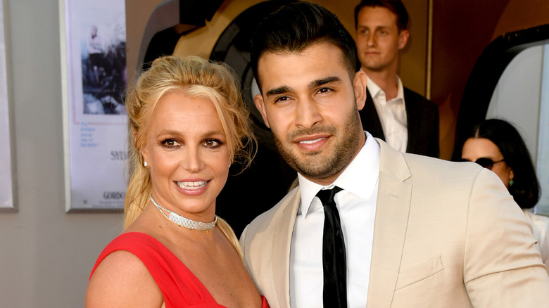 Britney Spears and Sam Asghari posing together