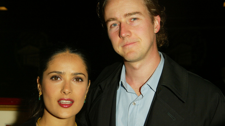 Salma Hayek and Edward Norton posing together