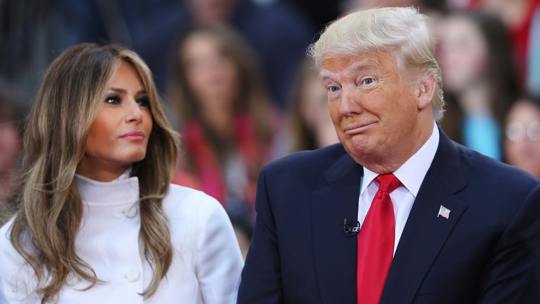 Melania Trump, Donald Trump at a campaign event
