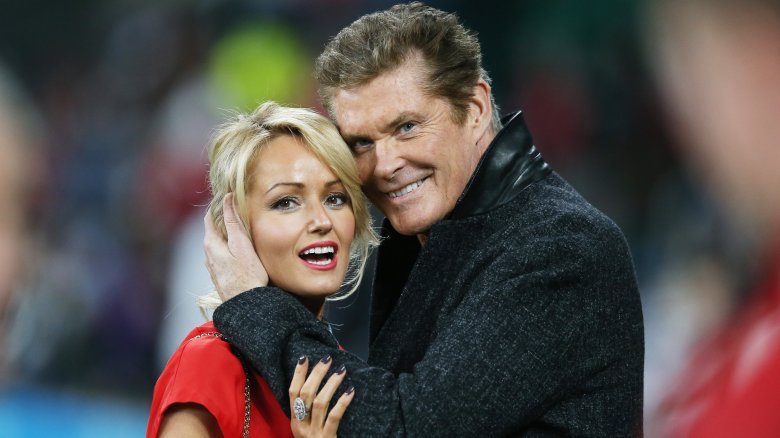 Hayley Roberts and David Hasselhoff holding each other
