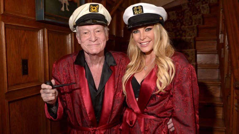 Hugh Hefner and Crystal Harris in matching outfits