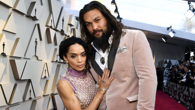 Lisa Bonet, Jason Momoa posing on red carpet