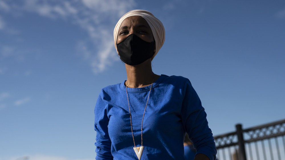 Ilhan Omar wearing a mask