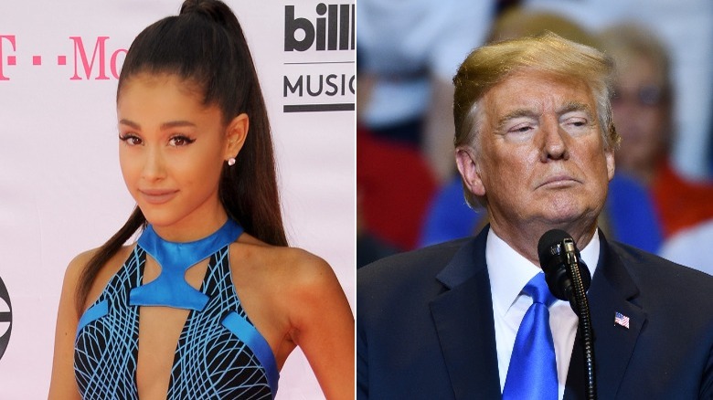 Ariana Grande and Donald Trump side by side