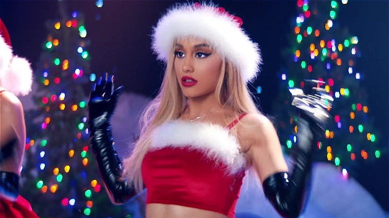 Ariana Grande dressed as Santa Claus