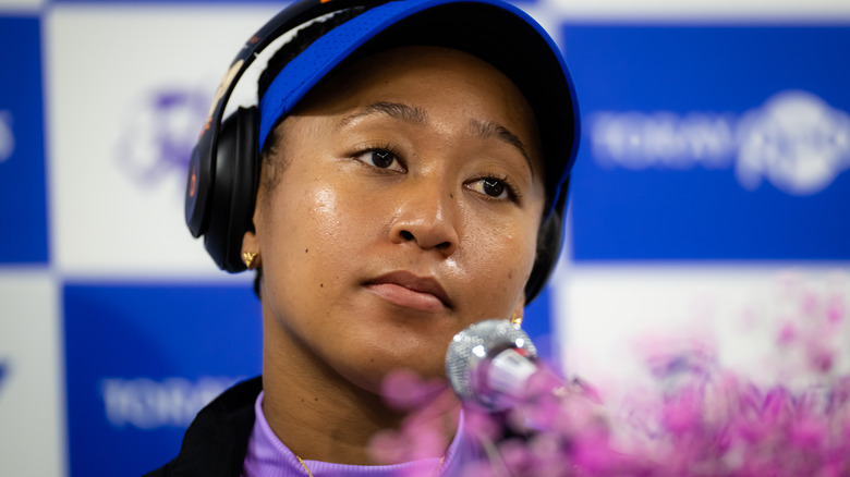 Naomi Osaka, looking annoyed