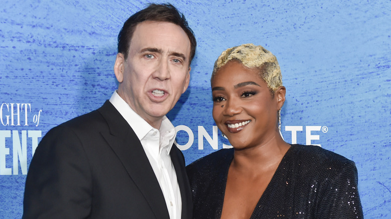 Tiffany Haddish and Nicolas Cage posing