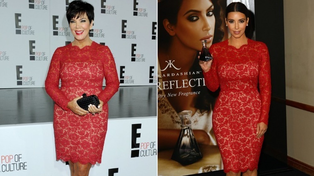 Kris Jenner (left) and Kim Kardashian ( in same dress