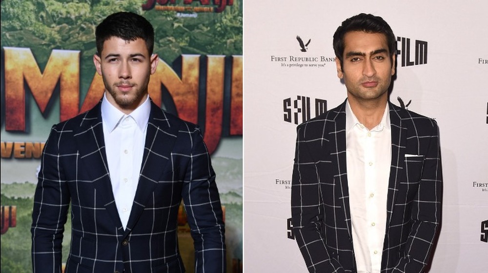 Nick Jonas (left) and Kumail Nanjiani (right) in the same suit