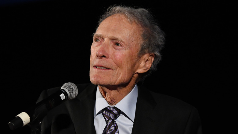 Clint Eastwood looking up at podium