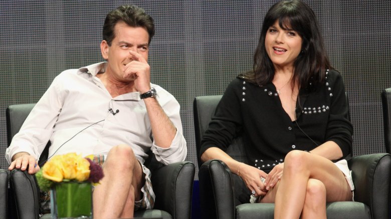 Charlie Sheen and Selma Blair during panel discussion