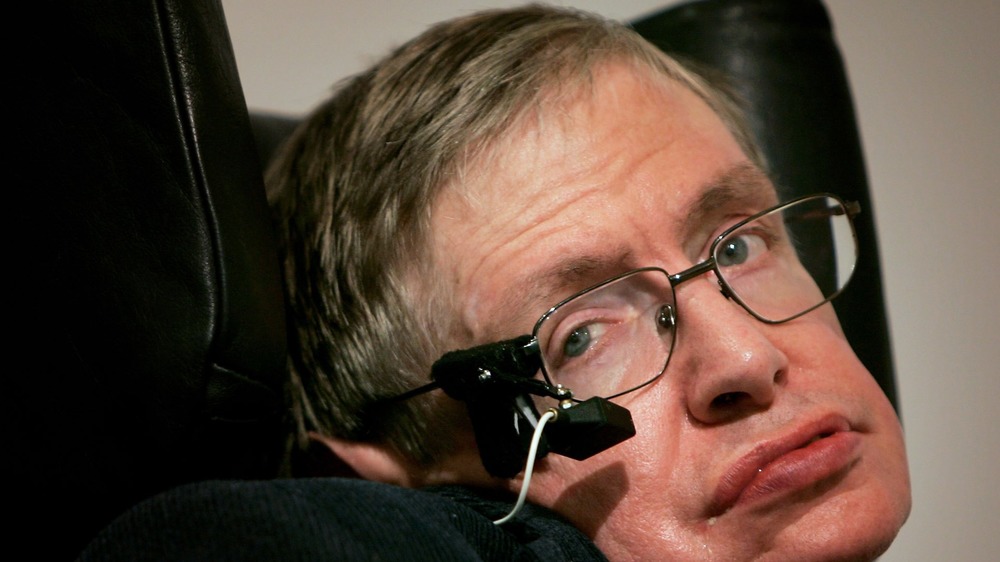 Stephen Hawking giving a speech in 2007