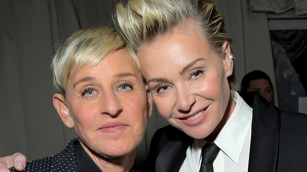 Ellen DeGeneres and Portia de Rossi posing together