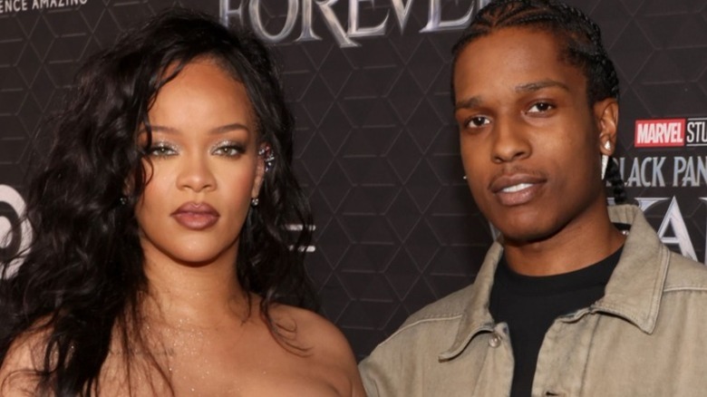 Rihanna and A$AP Rocky at an event