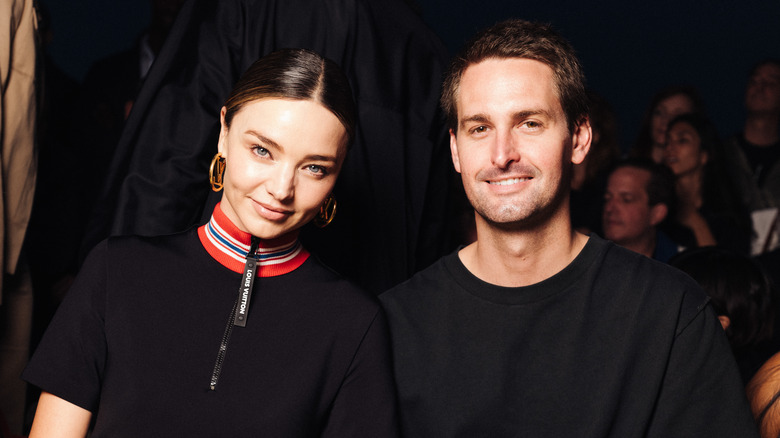 Miranda Kerr and Evan Spiegel smiling