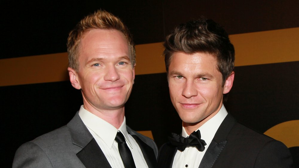 Neil Patrick Harris and David Burtka both in tuxedos and ties