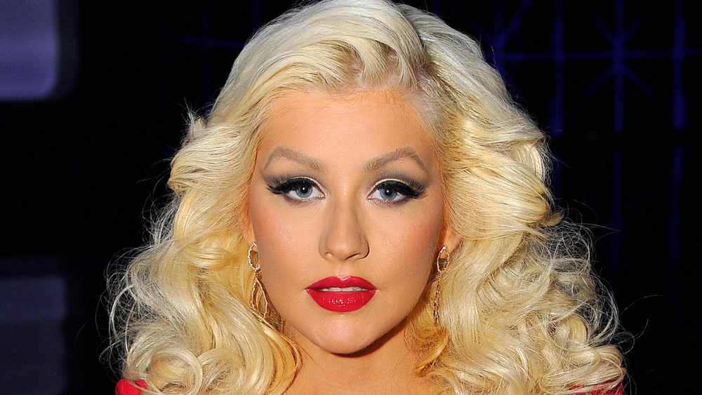 Christina Aguilera with serious expression