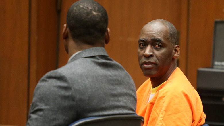 Michael Jace looking away in court
