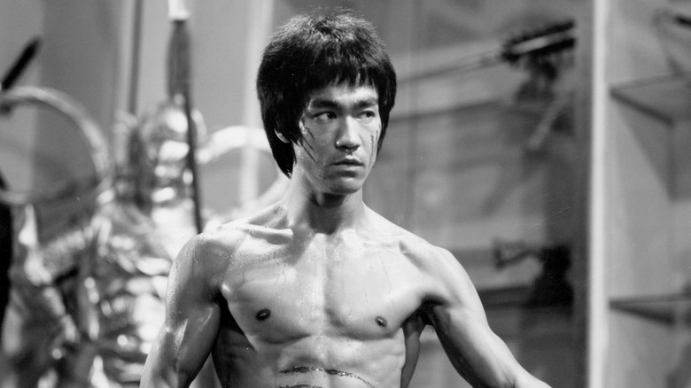Bruce Lee on a movie set 