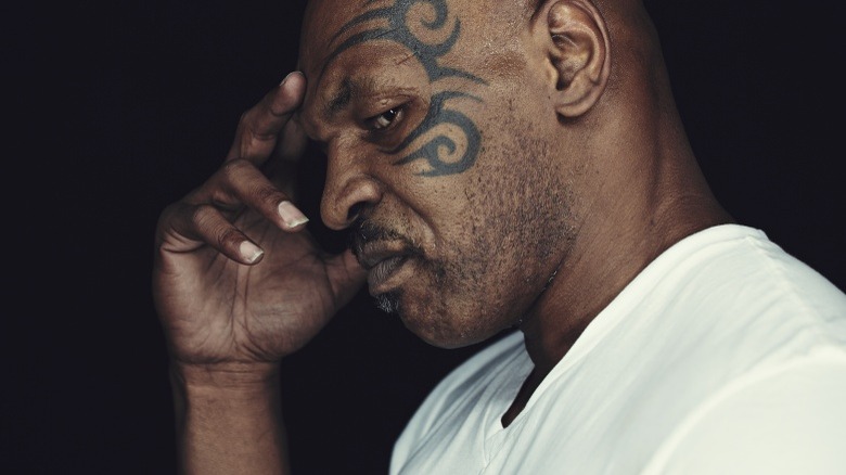 Mike Tyson looking to the side