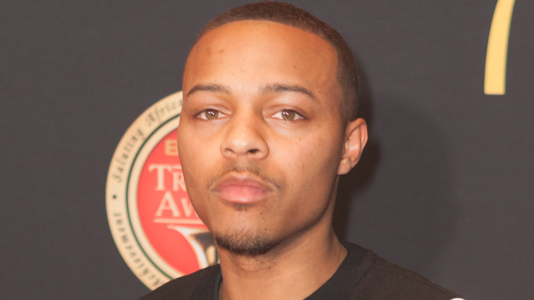 Bow Wow wearing a black shirt