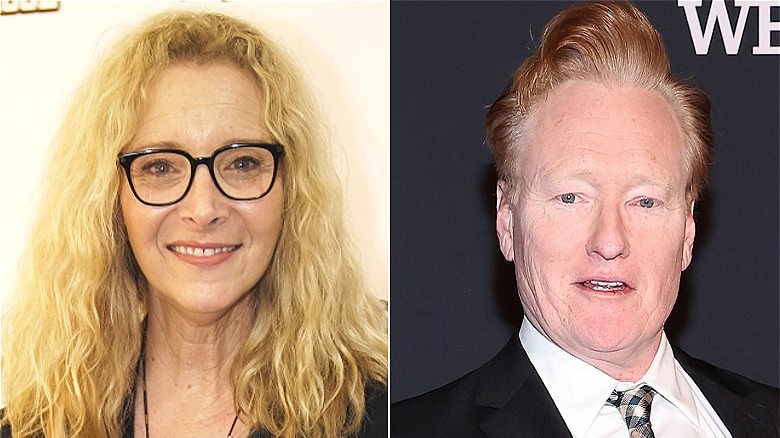  Lisa Kudrow in glasses and Conan O'Brien in suit