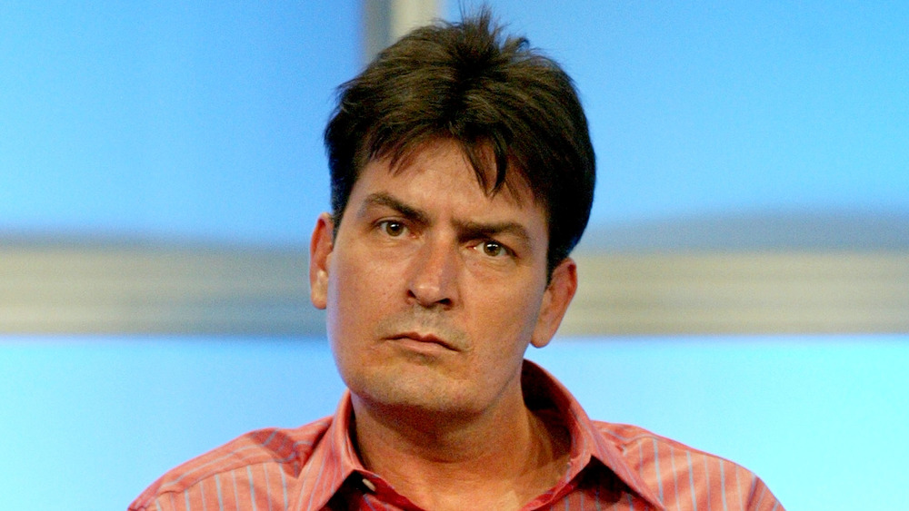 Charlie Sheen looking stern 