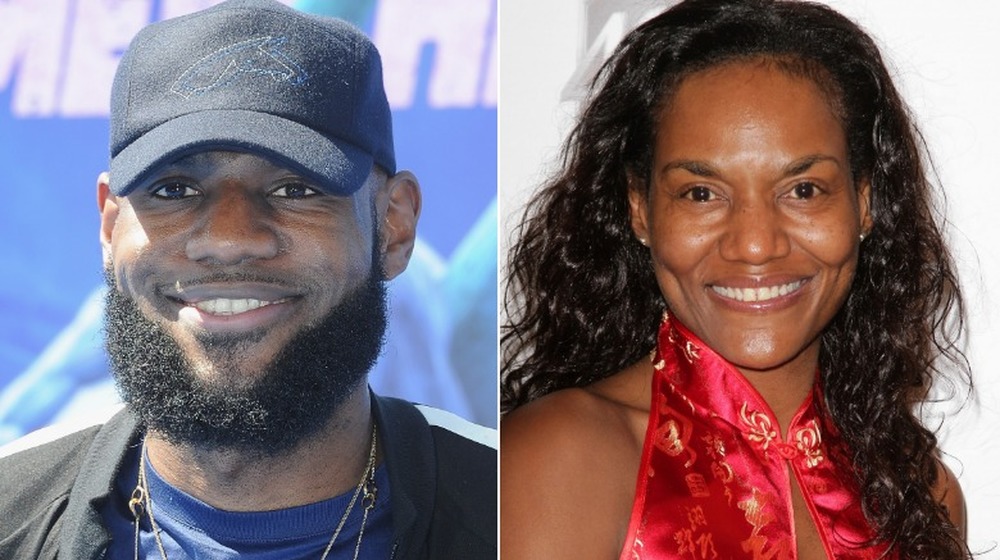 LeBron James (left image) looking ahead/Gloria James smiling (right image)