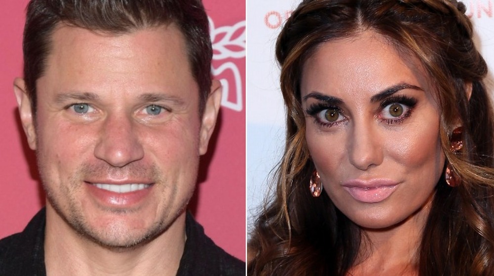 Nick Lachey smiling; Lizzie Rovsek staring at camera