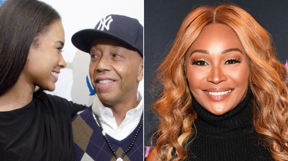 Russell Simmons and Katie Rost smiling; Cynthia Bailey smiling at camera