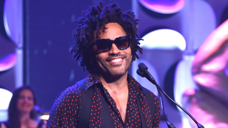 Lenny Kravitz smiling during performance