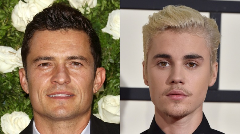 Orlando Bloom and Justin Bieber taking photos