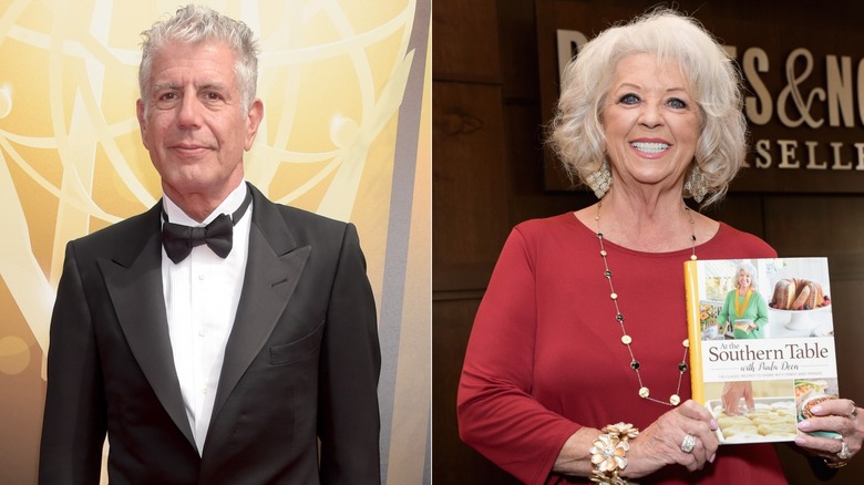 Anthony Bourdain and Paula Deen smiling