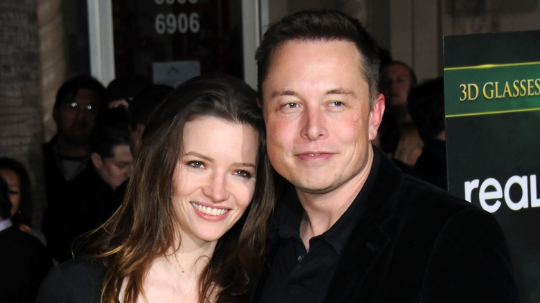 Elon Musk smiling with Talulah Riley