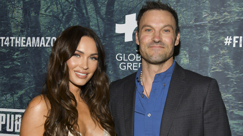 Brian Austin Green posing with Megan Fox