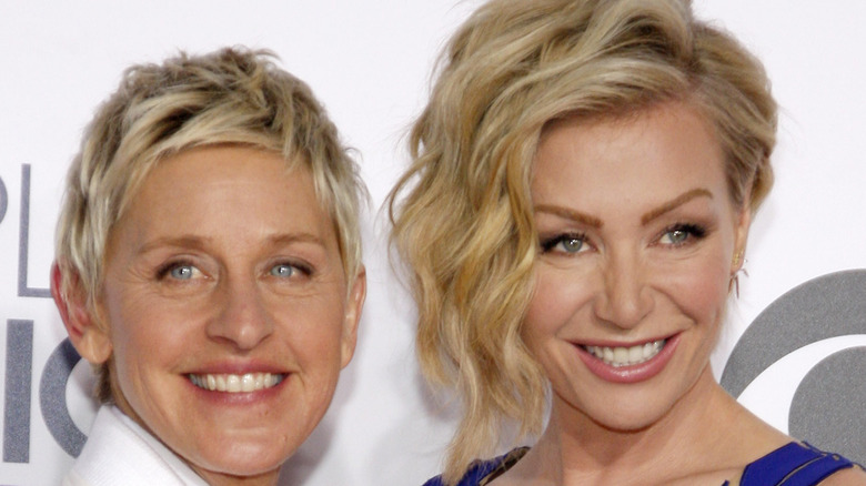 Ellen DeGeneres and Portia de Rossi at an event