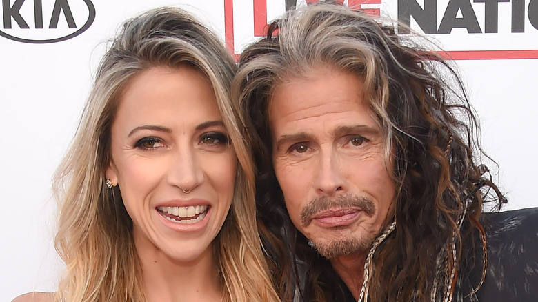 Aimee Preston and Steven Tyler posing