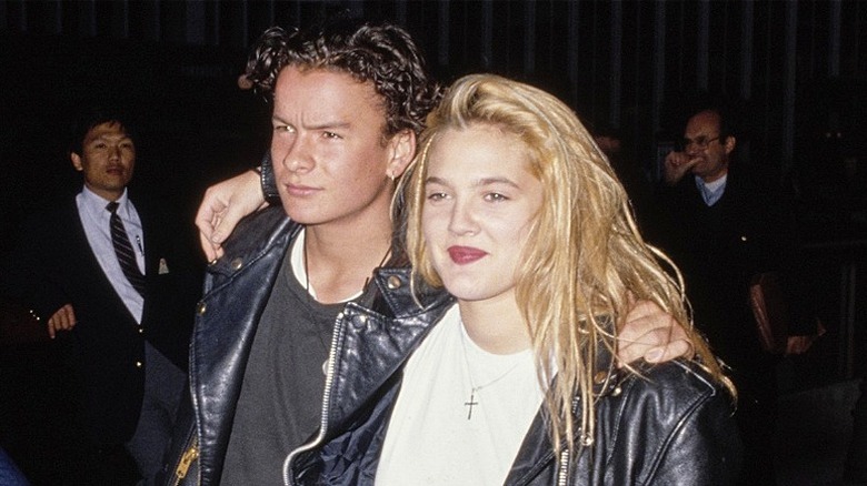 Balthazar Getty and Drew Barrymore in matching leather