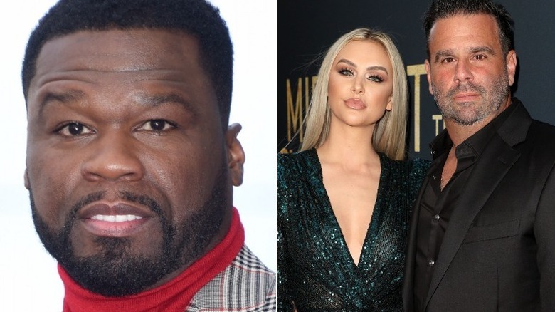 A composite image of 50 Cent and Lala Kent & Randall Emmett