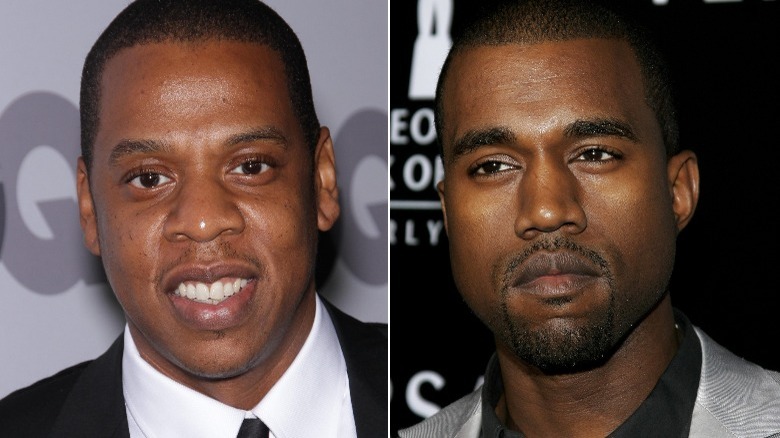 A composite image of Jay Z and Kanye West