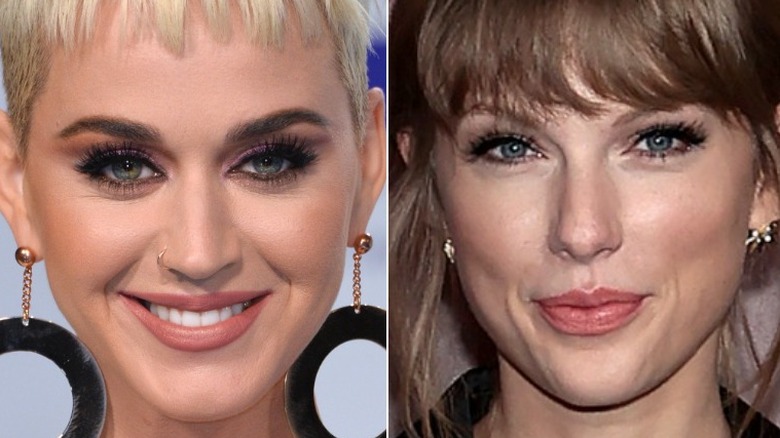 A composite image of Katy Perry and Taylor Swift