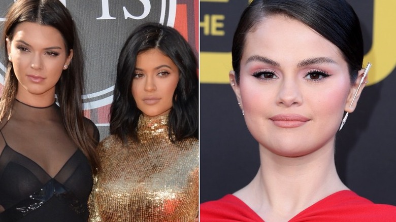 A composite image of Kendall & Kylie Jenner and Selena Gomez