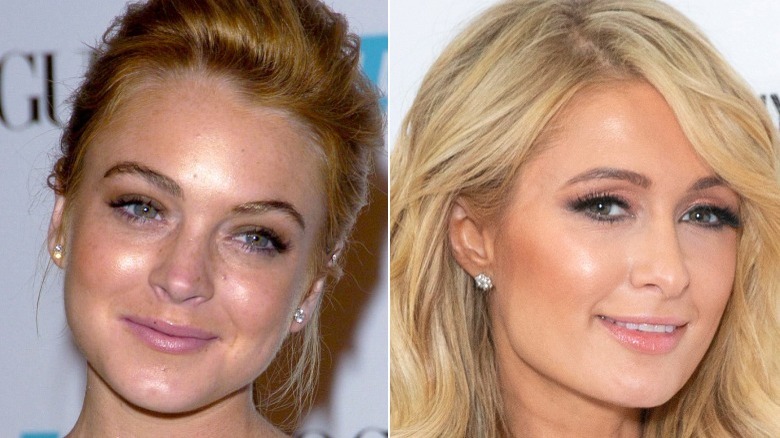 A composite image of Lindsay Lohan and Paris Hilton