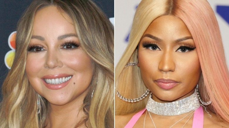 A composite image of Mariah Carey and Nicki Minaj 