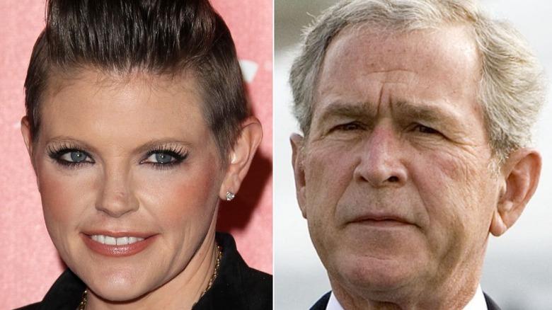 A composite image of Natalie Maines and George W. Bush