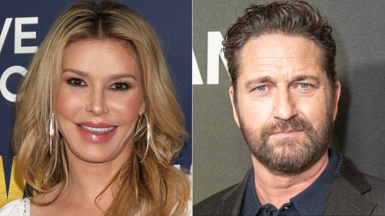 Brandi Glanville and Gerard Butler in split screen closeups