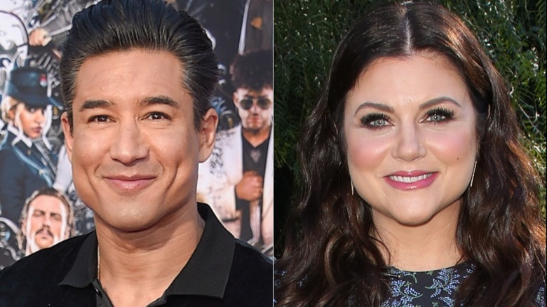 Mario Lopez and Tiffani Thiessen in split screen closeups